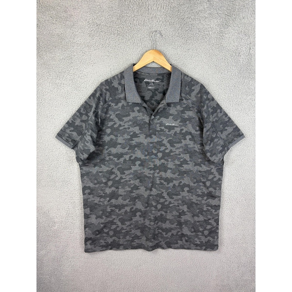 Eddie Bauer Polo Shirt Mens XL Gray Camo FreeDry Performance Hiking Outdoor Mens - Picture 2 of 8